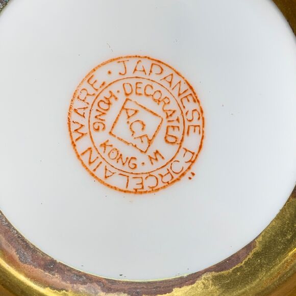 Vintage Japanese Porcelain Bowl Stork Print Trinket Dish Made in Hong Kong 6" - Picture 12 of 13